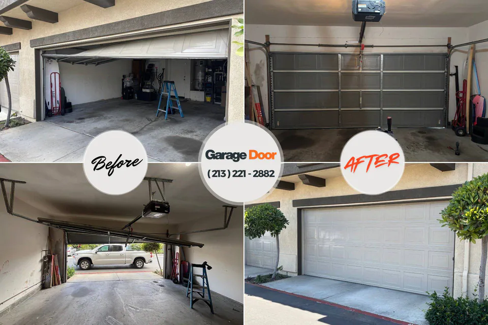 Before and after: garage door repair Solvang, CA